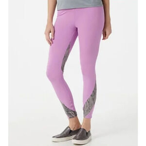 Soulgani‎ Active Leggings Womens 2XP Violet High Waist Printed Panels Athleisure